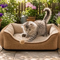 棕色宠物狗窝猫窝 柔软可洗毛绒垫