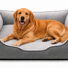 灰棕色宠物狗床猫窝柔软可洗毛绒垫